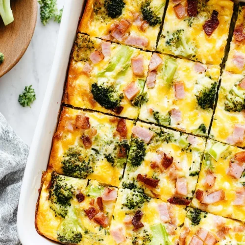Ham and Broccoli Breakfast Casserole: A Deliciously Easy Meal 1 Savory ham and broccoli breakfast casserole, perfect for family meals.