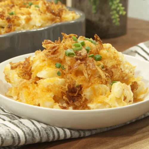 Incredible Potato Casserole: A Deliciously Simple Dish 1 Incredible potato casserole in a white bowl, perfect for family dinners.