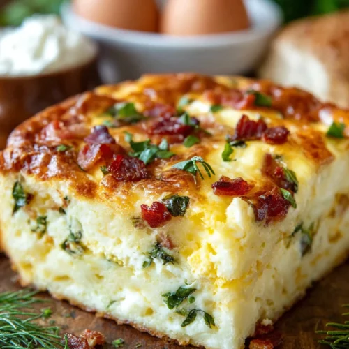 Martha Stewart Easter breakfast casserole with cheesy layers.