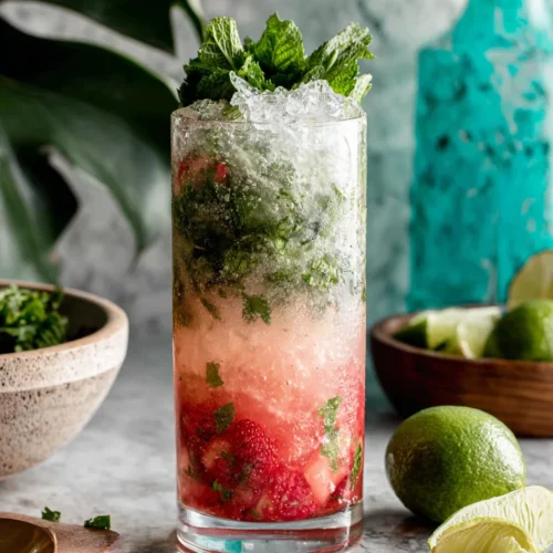 Delicious strawberry mojito recipe for summer sipping.