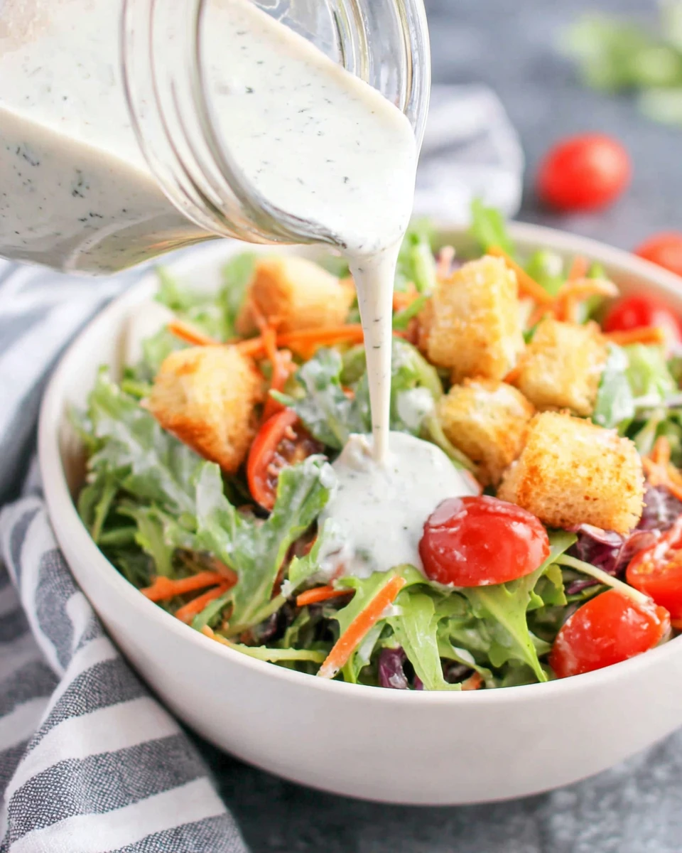 BBQ ranch grilled chicken bowl with creamy ranch dressing drizzled over fresh salad and toppings