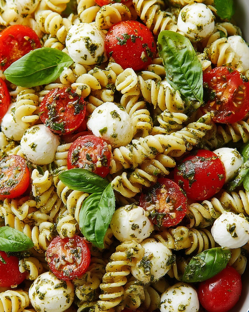Delicious Caprese Pasta Salad Recipe Caprese pasta salad with tomatoes and mozzarella.