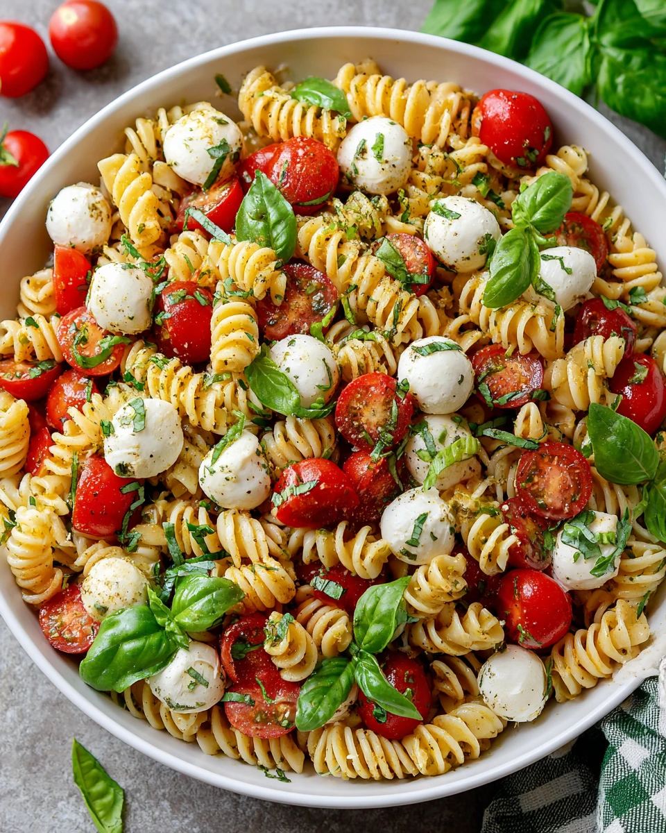 Caprese Pasta Salad - Fresh and Flavorful Delicious caprese pasta salad with tomatoes and mozzarella.