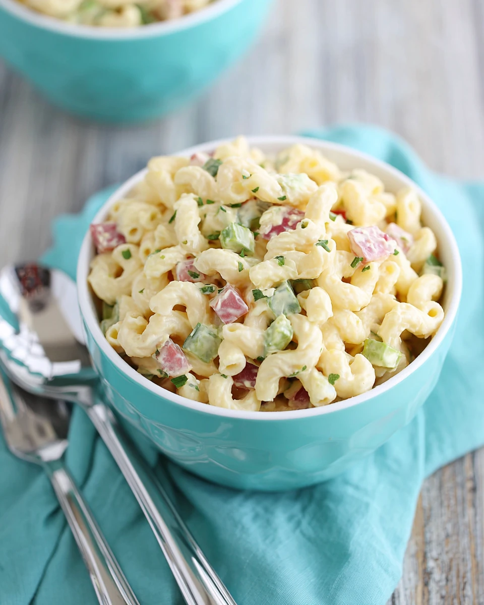 Creamy Ranch Pasta Salad Recipe Creamy ranch pasta salad with macaroni and colorful veggies.