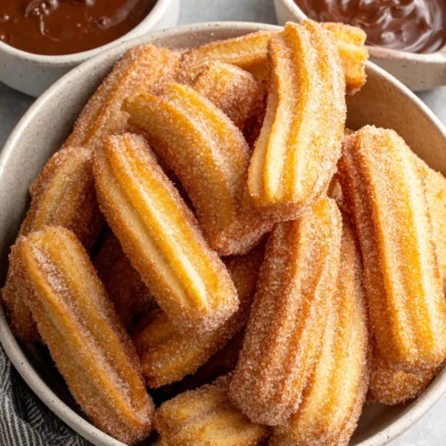 Easy churros recipe with cinnamon sugar, perfect for dessert.
