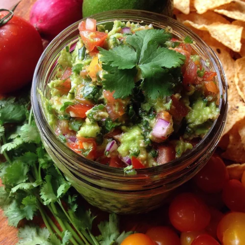Delicious homemade guacamole recipe rich with fresh ingredients.