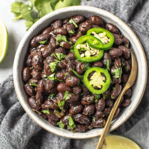 Savory Instant Pot black beans, quick and healthy dish.
