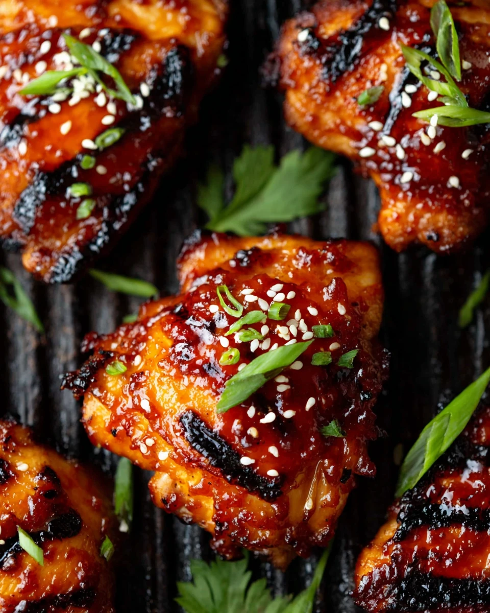 Korean Grilled Chicken Thighs with Sesame and Scallions Korean grilled chicken thighs with sesame seeds and green onions