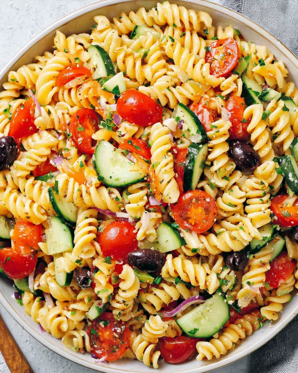 Make-Ahead Pasta Salad Recipe Delicious make-ahead pasta salad with rotini and fresh vegetables.