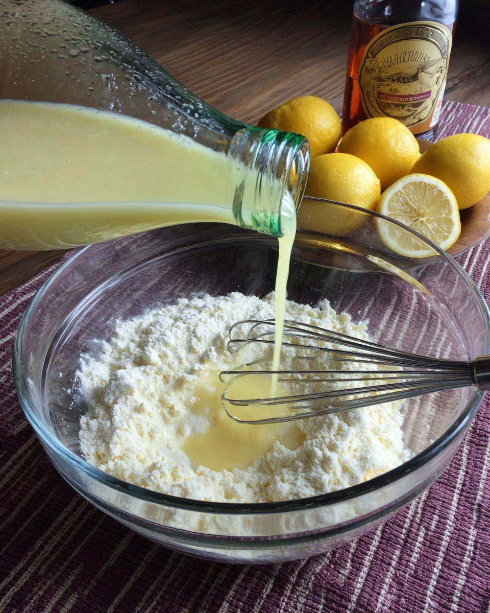 Prepare an old fashioned lemon ice box pie filling.