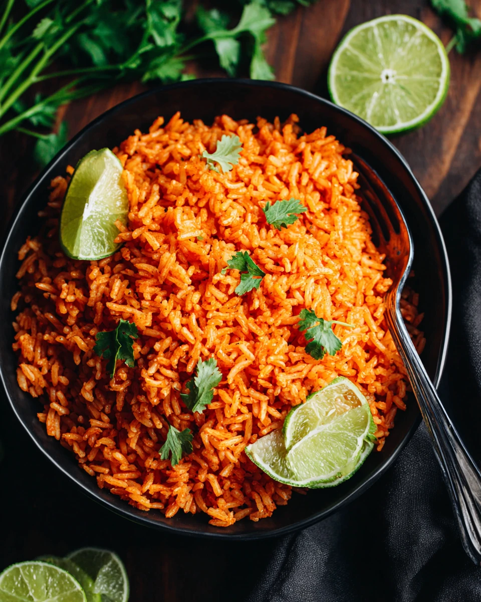 Rice Cooker Mexican Rice Recipe Delicious rice cooker Mexican rice served with lime and cilantro.