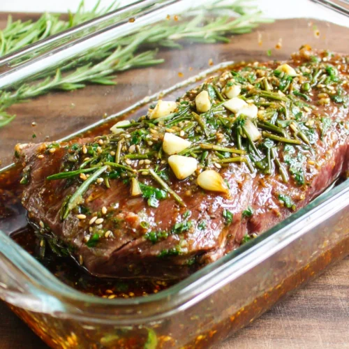 Steak fajita marinade recipe with pineapple juice and garlic.