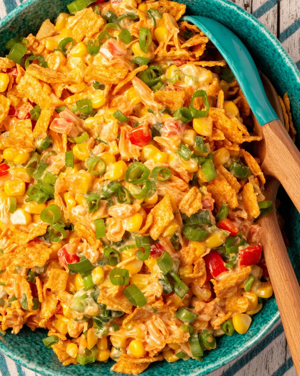 Summer corn salad with Fritos for boating food ideas, colorful and crunchy