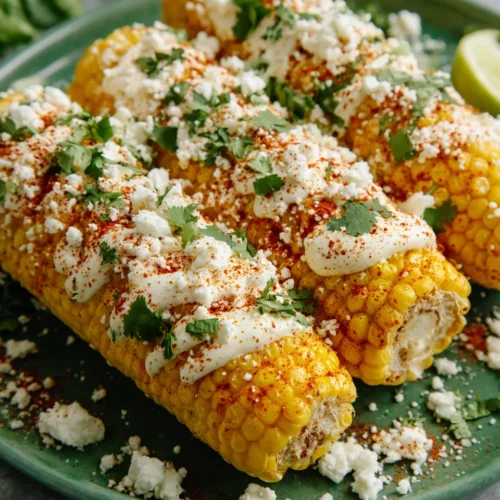 Easy Elote Recipe: A Flavorful Delight 1 Easy elote recipe with creamy sauce, cheese, and cilantro on grilled corn