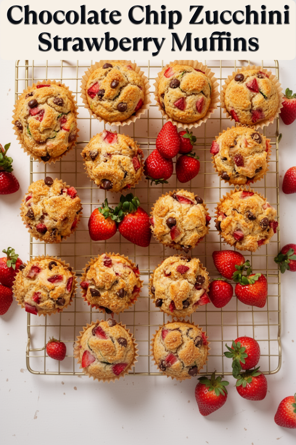 chocolate chip zucchini strawberry muffins