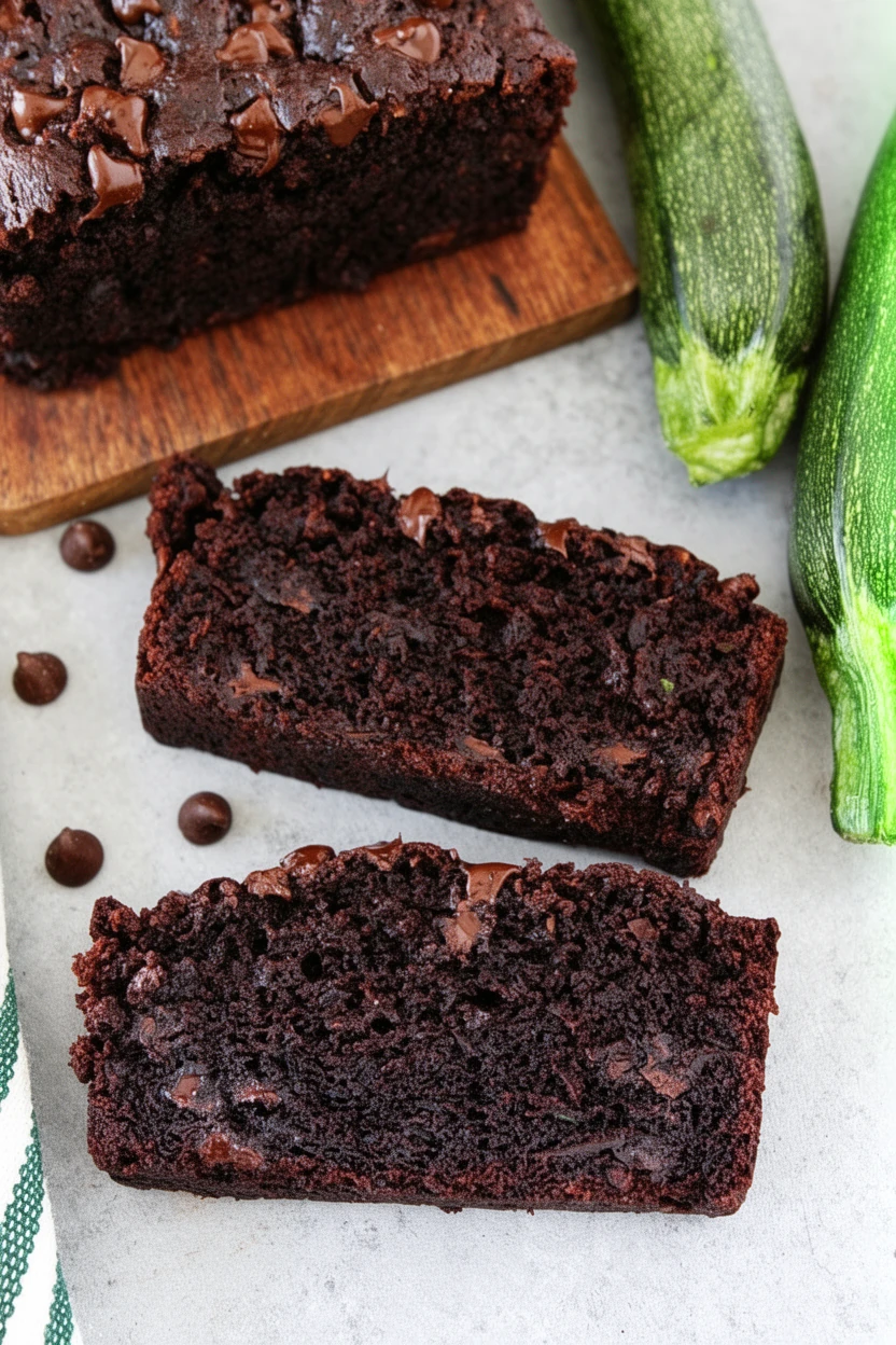 Chocolate Zucchini Bread with Chocolate Chips Moist chocolate zucchini bread with chocolate chips and fresh zucchini
