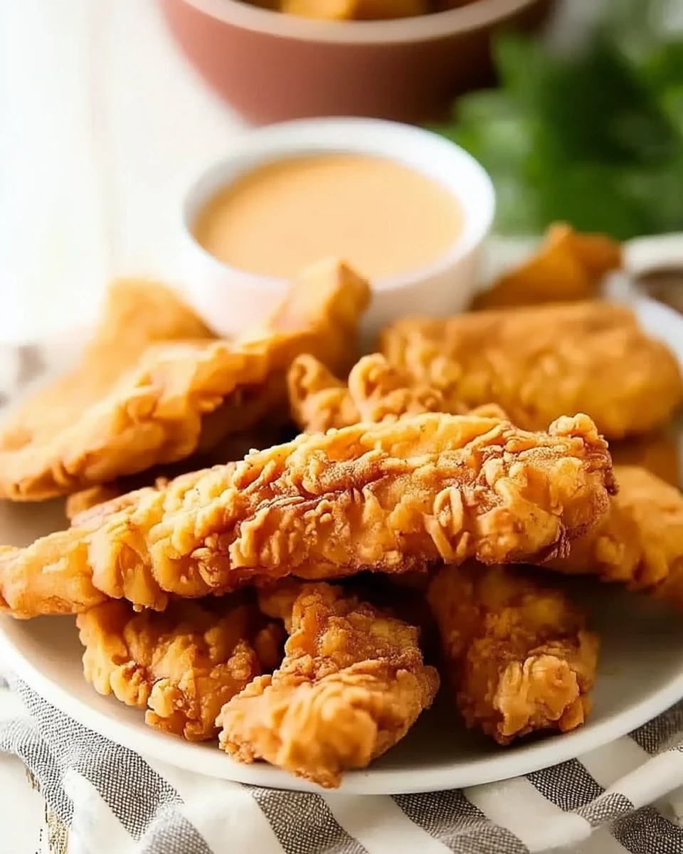 Easy Chick-fil-A chicken tenders served with dipping sauce, crispy and golden