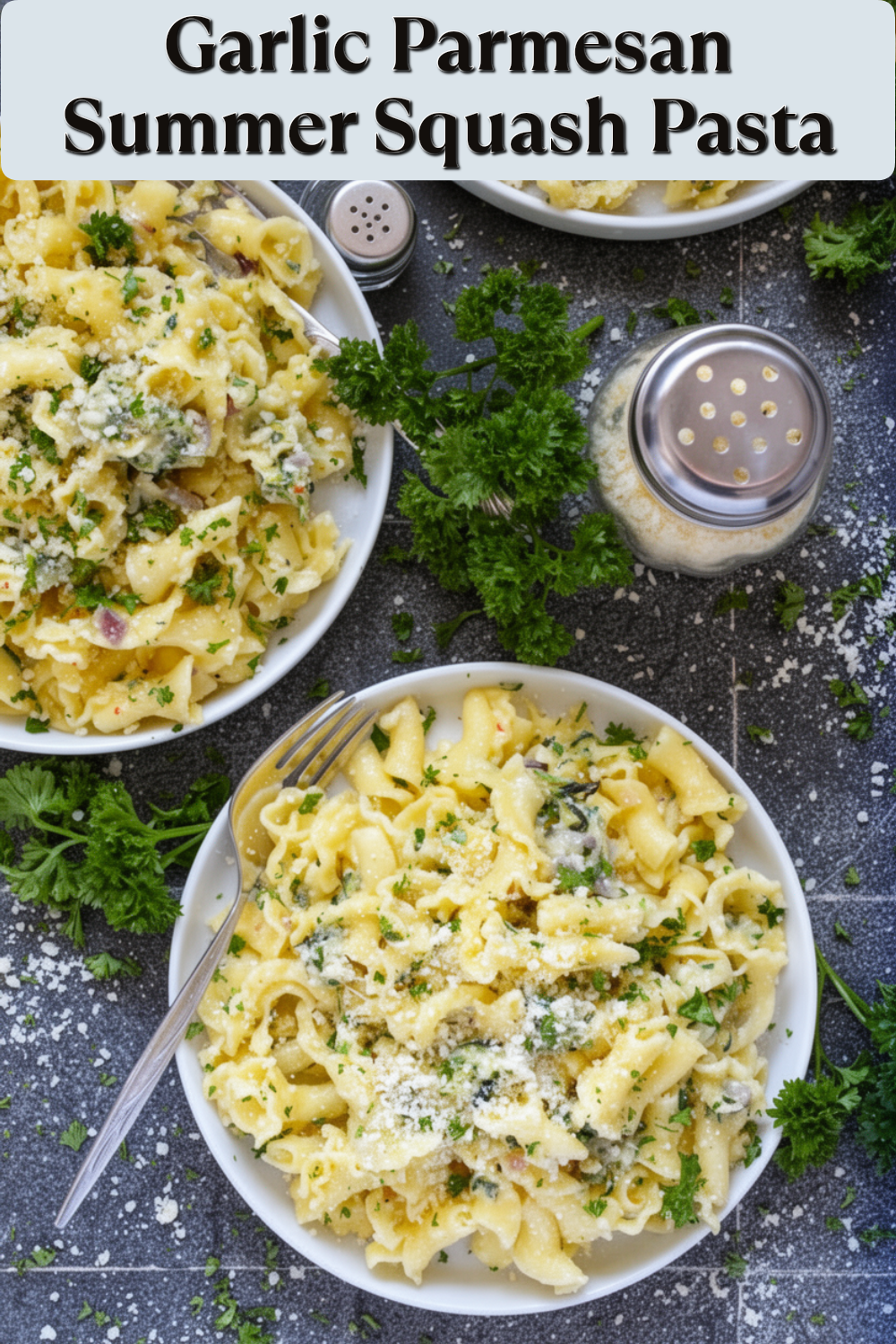 garlic parmesan summer squash pasta