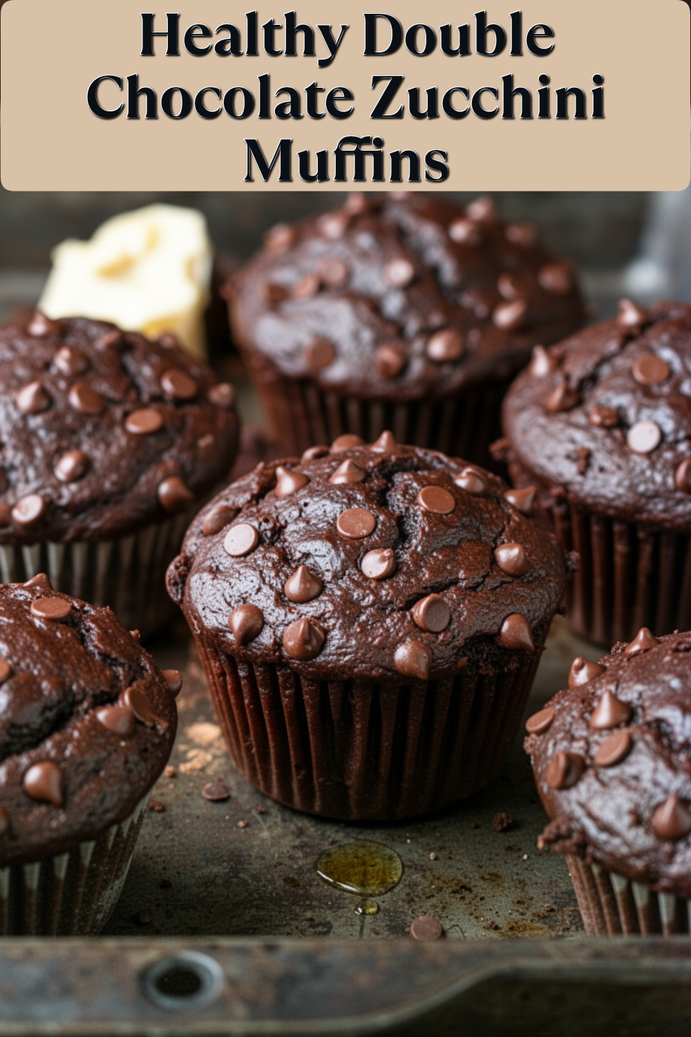 healthy double chocolate zucchini muffins
