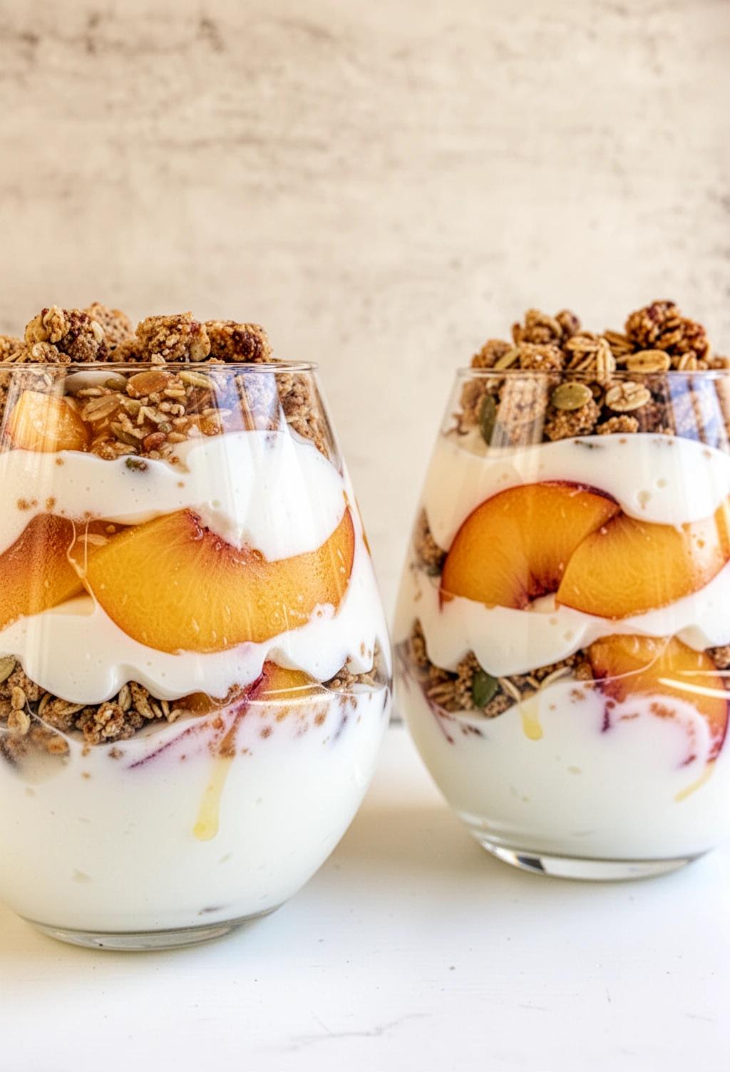 Indulge in a Delightful Peach Yogurt Parfait with Peach Compote
