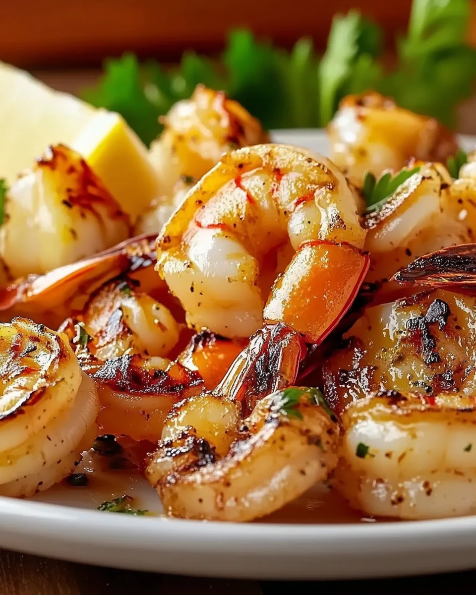 Texas Roadhouse grilled shrimp copycat recipe with lemon and parsley