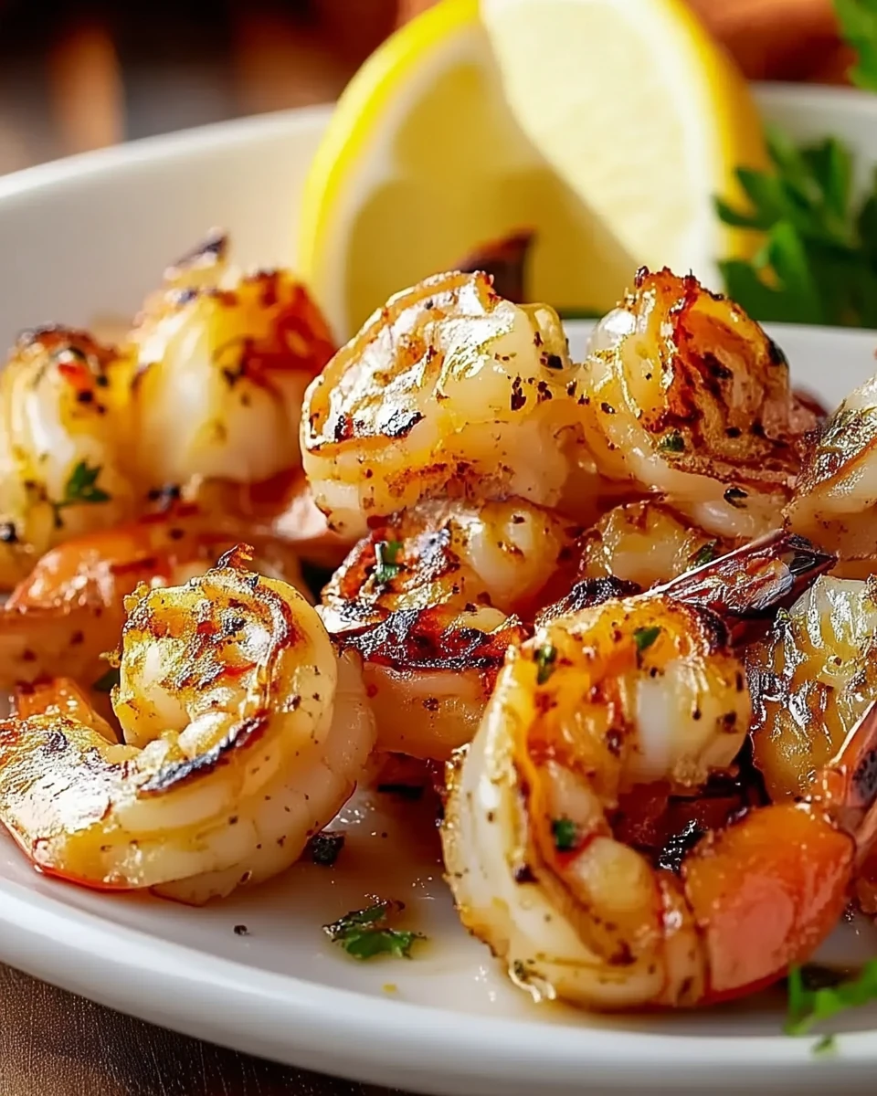 Texas Roadhouse grilled shrimp copycat recipe with lemon and parsley