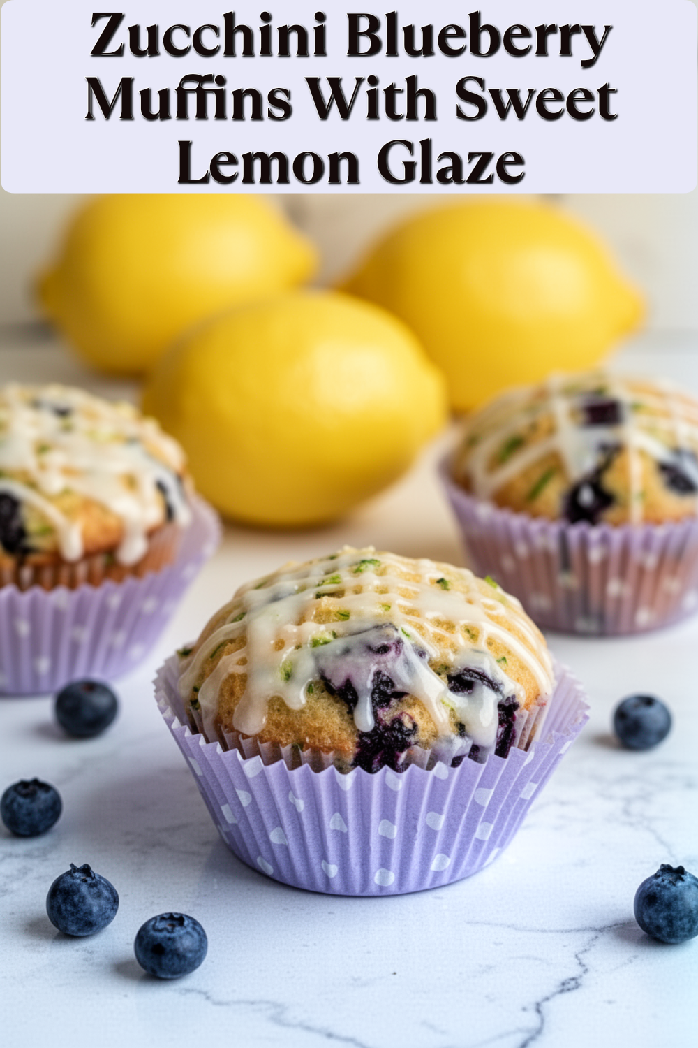 zucchini blueberry muffins with sweet lemon glaze