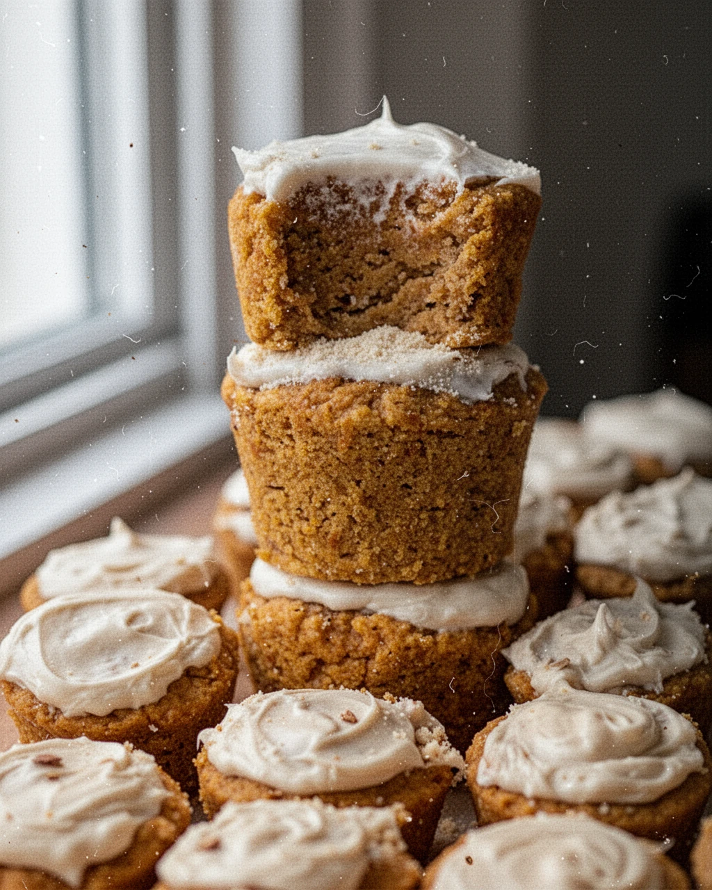 Almond flour pumpkin muffins with cream cheese frosting, healthy and fluffy