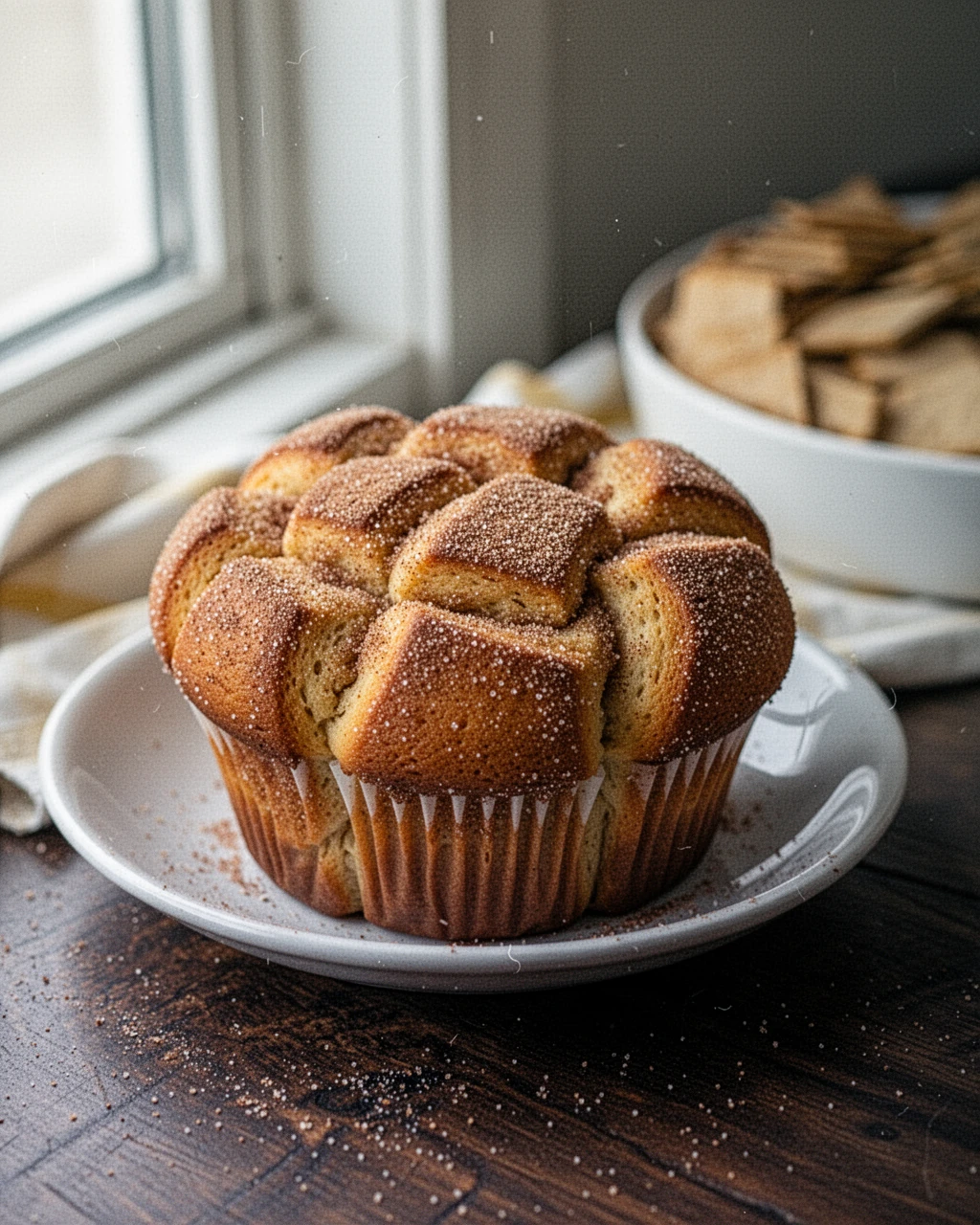 Cinnamon sugar pull-apart muffins in a muffin tin, golden and buttery