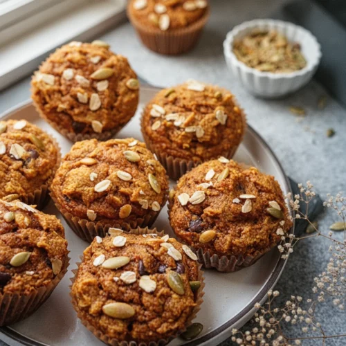 Fresh milled fall recipes: spiced pumpkin muffins with oats and seeds